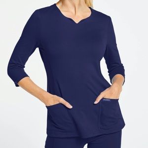 JAANUU Women’s 3/4 Sleeve V-Neck Scrub Top